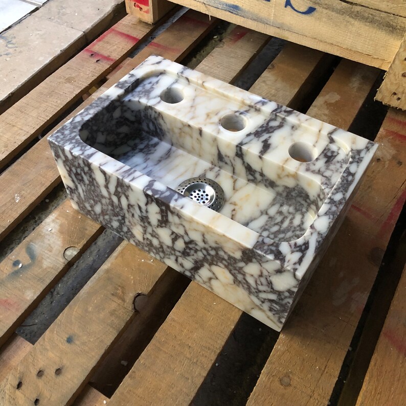 natural stone sink, rectangular sink, matte marble sink, farmhouse sink, calacatta viola sink, marble sink, stone sink, large sink, bathroom sink, large bathroom sink, small bathroom sink, white grey sink, white marble sink