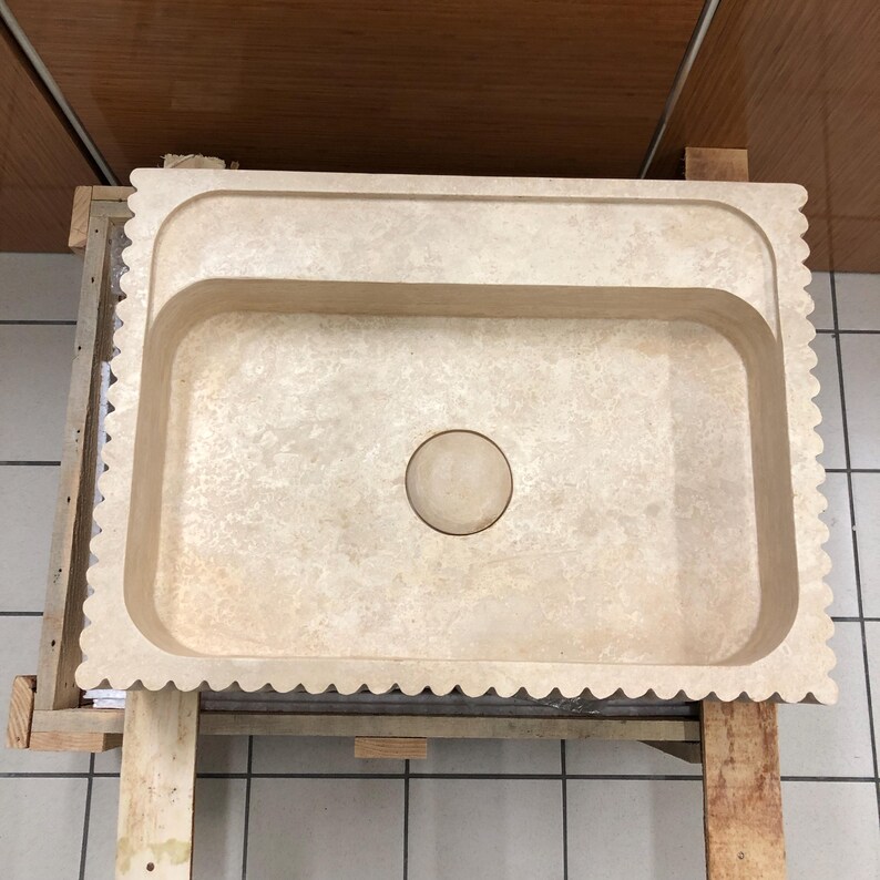 Stone Sink, Wall Mount , Marble Sink, Marble Washbasin, Natural Stone Sink, Powder Room Sink, White Marble , Ribbed Front Sink, Travertine