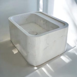Lavabo de baño elegante de montaje en pared, lavabo de mármol, lavabo de baño de mármol, lavabo de tocador, lavabo de piedra natural, lavabo de mármol blanco, tocador personalizado