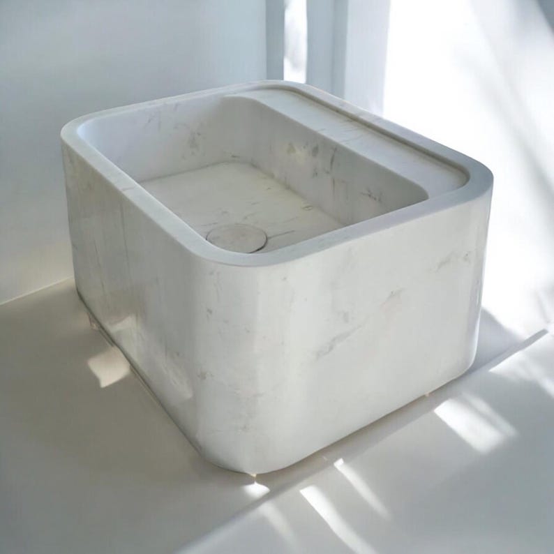 Elegant Bathroom Sink Wall Mount Marble Sink Marble Bathroom Sink Powder Room Sink Top Natural Stone White Marble Sink Custom Vanity