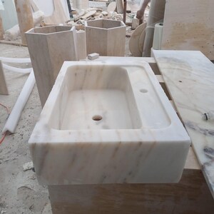 Elegant Bathroom Sink Wall Mount Marble Sink Marble Bathroom Sink Powder Room Sink Top Special Size Sink Calacatta Marble Sink Custom Vanity