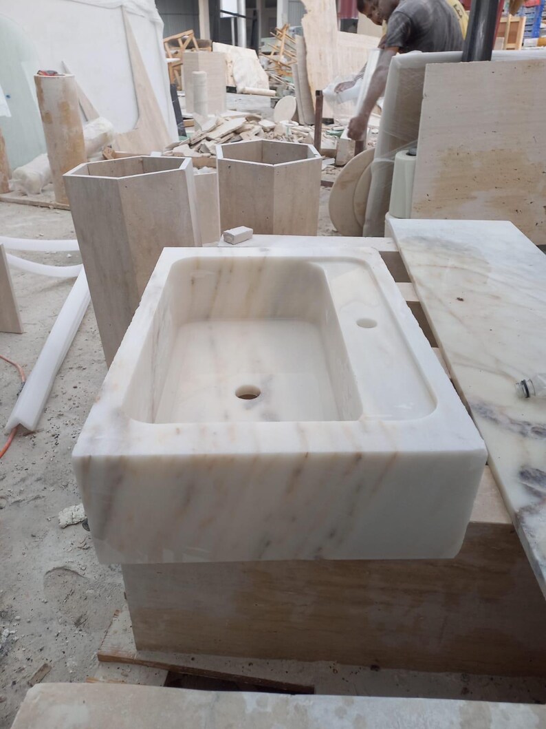 Elegant Bathroom Sink Wall Mount Marble Sink Marble Bathroom Sink Powder Room Sink Top Special Size Sink Calacatta Marble Sink Custom Vanity