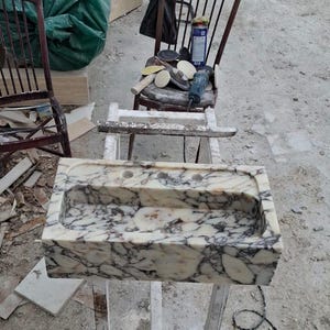 Calacatta Marble Bathroom Sink  Custom Floating Wall Mounted Luxury Basin