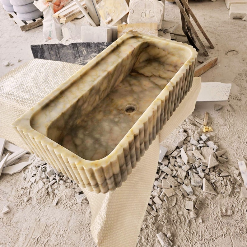 Custom Size Handcarved Calacatta Viola Marble Sink, Perfect for Bathroom Vanities or as a Vessel Sink, Luxurious Marble Sink Custom Vanity