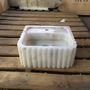 Marble Vessel Sink, Handmade, Small Rectangle Design with or without Faucet Hole, Sleek and Modern Washbasin for Bathroom.
