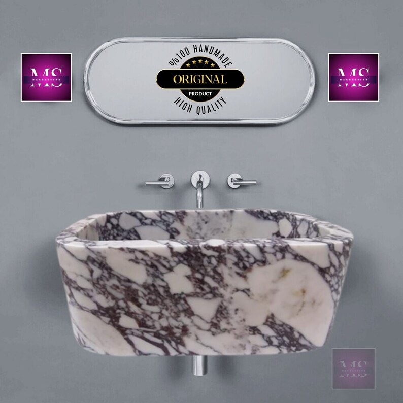 Hand-crafted Calacatta Marble Sink - Luxurious & Durable - Customizable