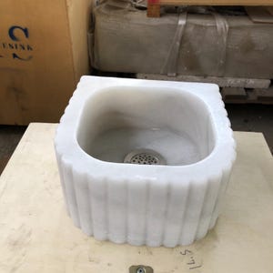 Small Bathroom Sink, Carrara White Marble Sink, Farmhouse Sink, Vanity Sink, Perfect for Small Spaces, Tiny Bathroom or Kitchen Vanity