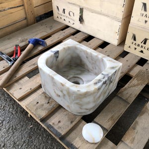 Marble sink, Vessel sink, calcatta marble sink, gold marble sink, hand carved sink, sinks for bathroom, powder room sinks, washbasin bathroom, vanity top sink, mounted marble sink, Wall Mount Sink, custom order sink, vanity sink