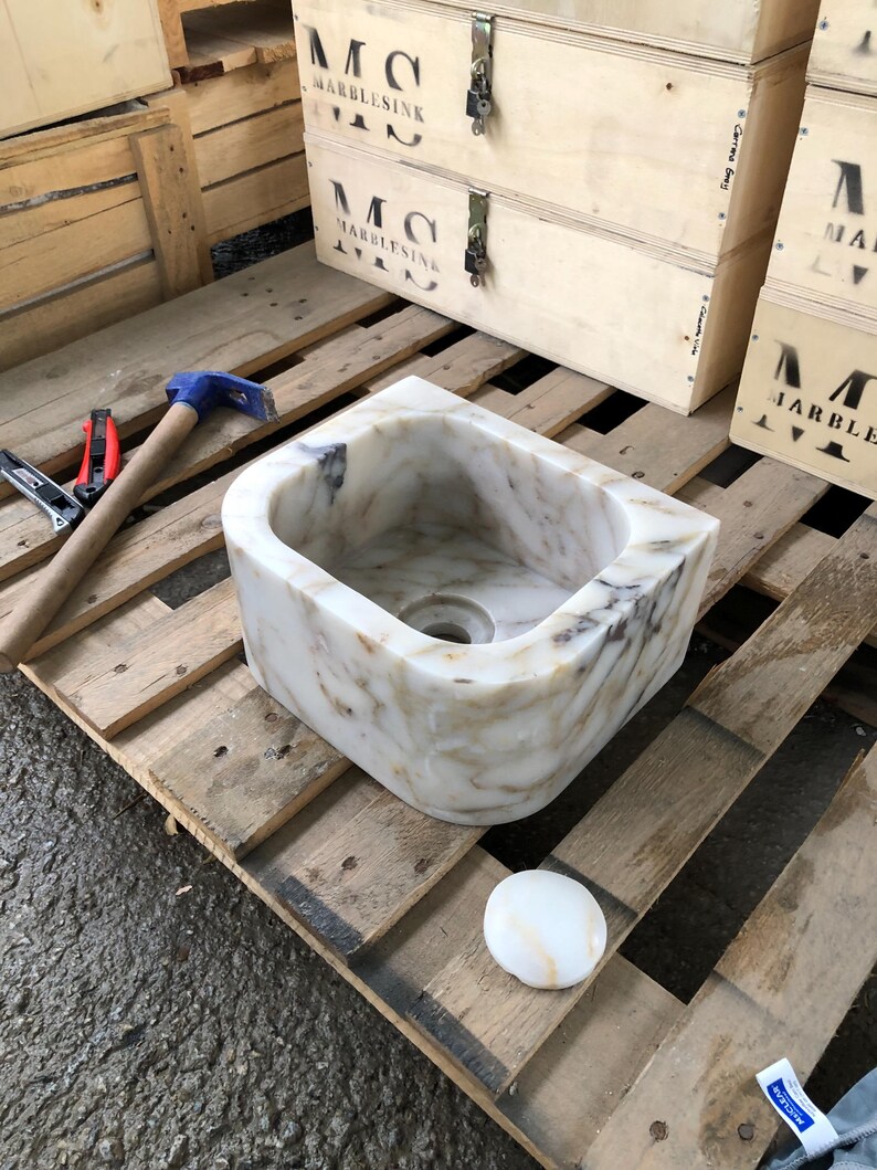 Marble sink, Vessel sink, calcatta marble sink, gold marble sink, hand carved sink, sinks for bathroom, powder room sinks, washbasin bathroom, vanity top sink, mounted marble sink, Wall Mount Sink, custom order sink, vanity sink