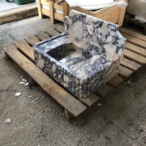 Calacatta Viola Marble Sink, Marble Countertop Sink, Wall Mounted Sink, Carved Sink, Custom Order Sink, Vanity Sinks, Powder Room Sinks Sink