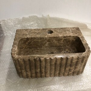 Customizable Emperador Dark Marble Sink - Reed Pattern, Bespoke Design, Luxury Bathroom Vanity