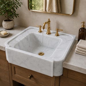 Luxury Carrara Marble Sink, Viola Premium Hand Carved Marble Wash Basin, Custom Size High Quality Bathroom Vanity