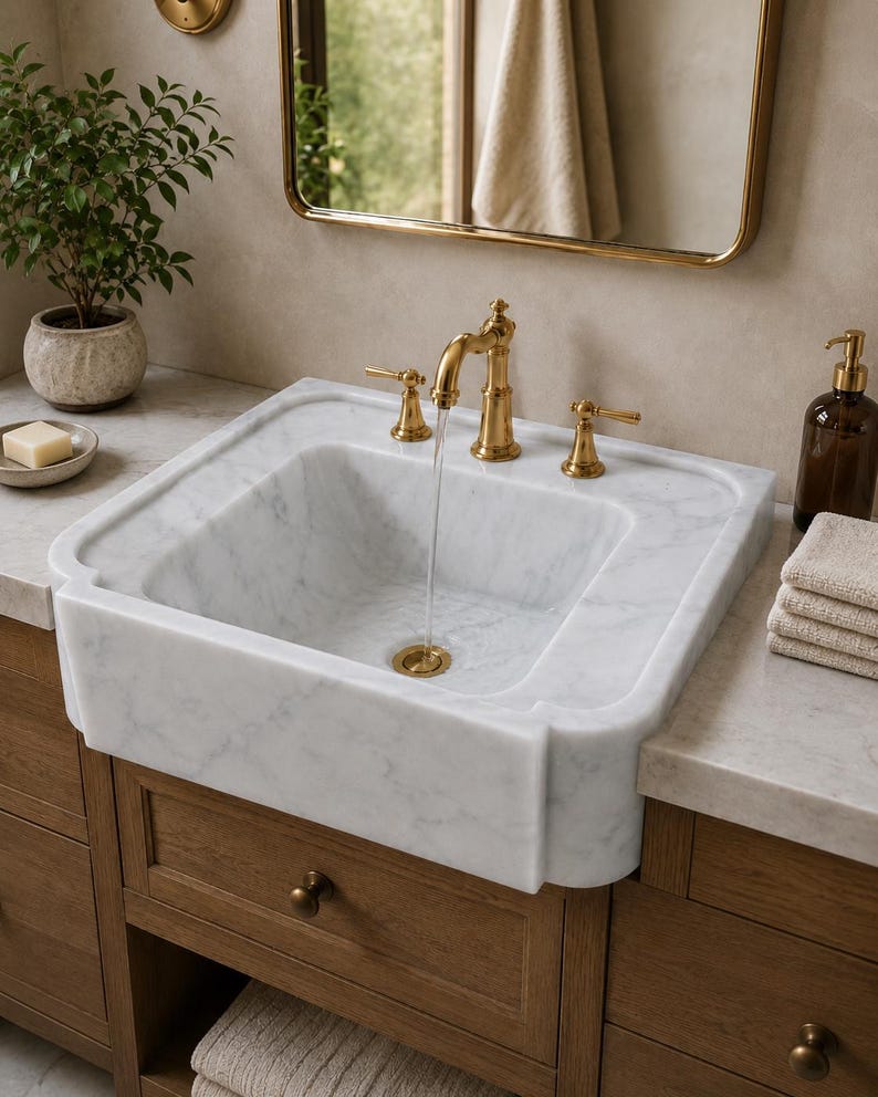 Luxury Carrara Marble Sink, Viola Premium Hand Carved Marble Wash Basin, Custom Size High Quality Bathroom Vanity