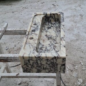 Calacatta Marble Bathroom Sink  Custom Floating Wall Mounted Luxury Basin