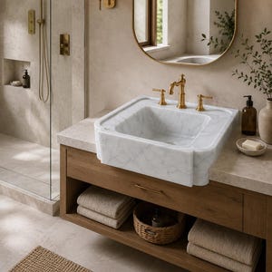 Luxury Carrara Marble Sink, Viola Premium Hand Carved Marble Wash Basin, Custom Size High Quality Bathroom Vanity
