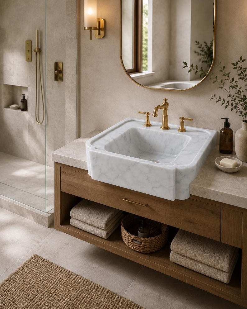 Luxury Carrara Marble Sink, Viola Premium Hand Carved Marble Wash Basin, Custom Size High Quality Bathroom Vanity