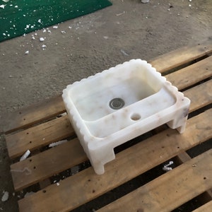 Marble Vessel Sink, Handmade, Small Rectangle Design with or without Faucet Hole, Sleek and Modern Washbasin for Bathroom.