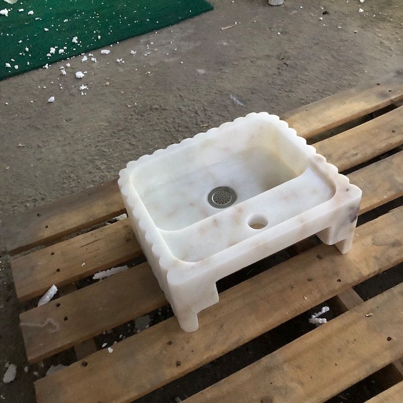 Marble Vessel Sink, Handmade, Small Rectangle Design with or without Faucet Hole, Sleek and Modern Washbasin for Bathroom.