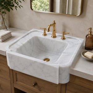 Luxury Carrara Marble Sink, Viola Premium Hand Carved Marble Wash Basin, Custom Size High Quality Bathroom Vanity