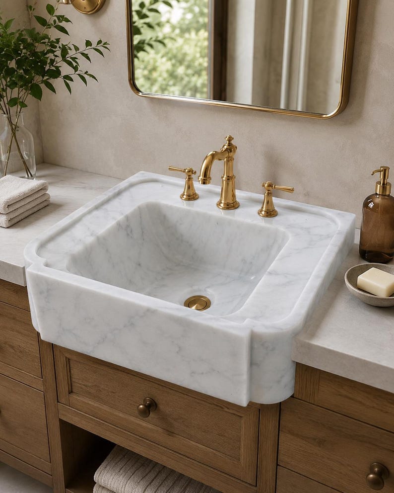Luxury Carrara Marble Sink, Viola Premium Hand Carved Marble Wash Basin, Custom Size High Quality Bathroom Vanity