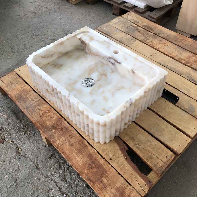 River Stone Vessel Sinks, Bathroom Art, Stone Sinks, Stone Sinks, Bathroom Sinks, Natural Sinks, Calacatta Sinks, Vanity Wash Basins Calacatta Marble Stone Sink Bathroom Vanity Modern Sink