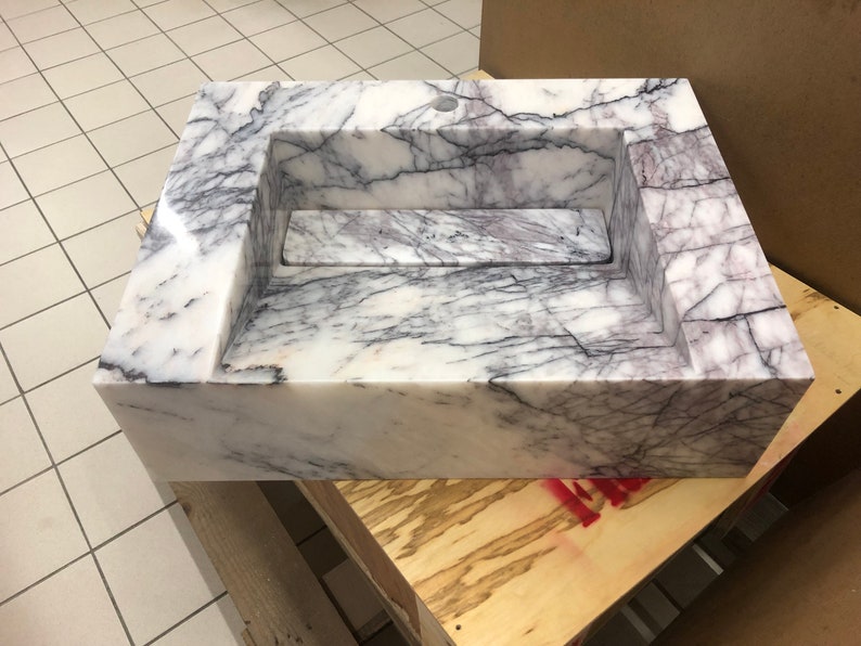 Elegant Bathroom Sink Wall Mount Marble Sink Marble Bathroom Sink Powder Room Sink Top Natural Stone Lilac Marble Sink Custom Vanity
