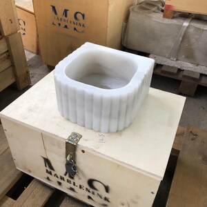 Small Bathroom Sink, Carrara White Marble Sink, Farmhouse Sink, Vanity Sink, Perfect for Small Spaces, Tiny Bathroom or Kitchen Vanity