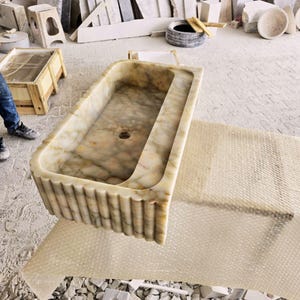 Custom Size Handcarved Calacatta Viola Marble Sink, Perfect for Bathroom Vanities or as a Vessel Sink, Luxurious Marble Sink Custom Vanity