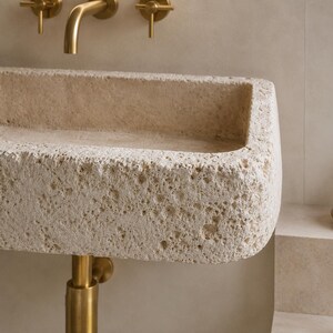 floating natural stone bathroom basin