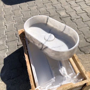 Elegant Bathroom Sink Wall Mount Marble Sink Marble Bathroom Sink Powder Room Sink Top Natural Stone Carrara Marble Sink Custom Vanity