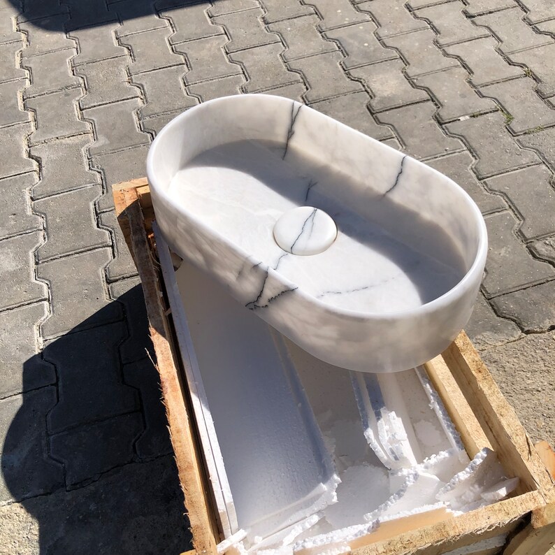 Elegant Bathroom Sink Wall Mount Marble Sink Marble Bathroom Sink Powder Room Sink Top Natural Stone Carrara Marble Sink Custom Vanity