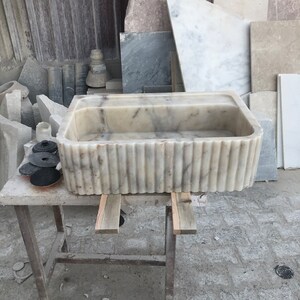 Calacatta Viola Marble Sink, Stone Sink, Hand Carved Sink, Marble Sink, Round Corner, Wall Sink, Special Order Sink, Sink Vanity