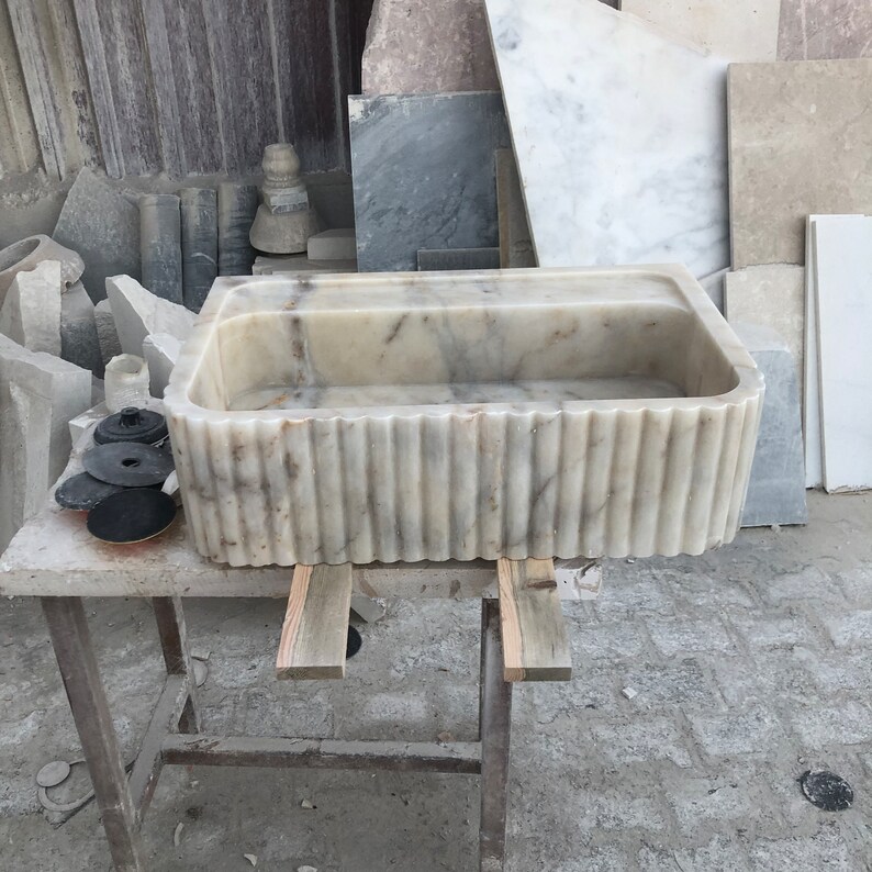 Calacatta Viola Marble Sink, Stone Sink, Hand Carved Sink, Marble Sink, Round Corner, Wall Sink, Special Order Sink, Sink Vanity