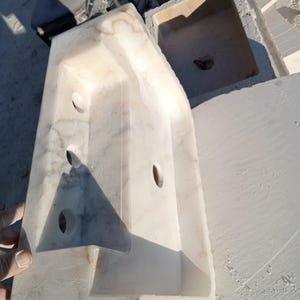 Calacatta Viola Marble Sink with Backsplash, Hand Carved Luxury Stone Basin, Custom Size Bathroom Vanity Sink, Wall Mount or Vessel