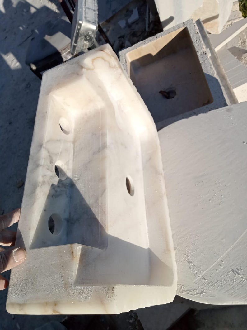 Calacatta Viola Marble Sink with Backsplash, Hand Carved Luxury Stone Basin, Custom Size Bathroom Vanity Sink, Wall Mount or Vessel