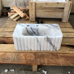 Stone Vessel Sinks, L45cmxW25cmx16 cm Sized，Stone Sinks, Stone Sinks, Bathroom Sinks, Natural Sinks, Carrara Marble Sinks, Vanity Washbasins