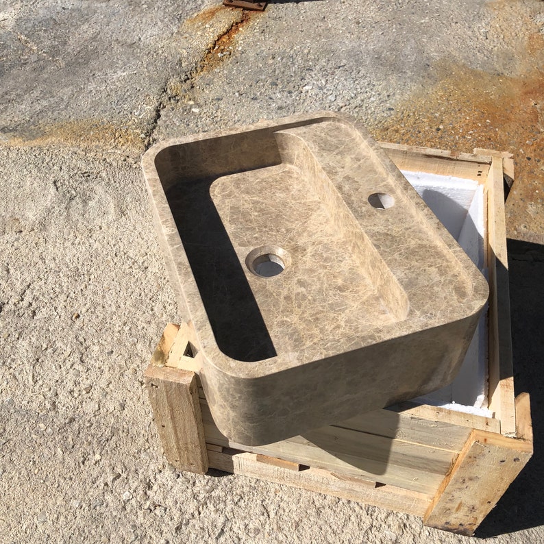 Elegant Bathroom Sink Wall Mount Marble Sink Marble Bathroom Sink Powder Room Sink Top Natural Stone Emperador Marble Sink Custom Vanity