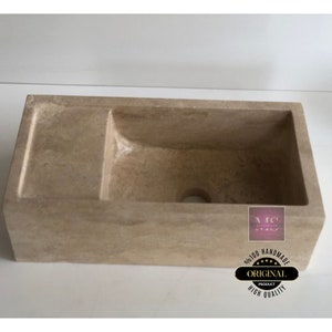 Farm House Sink, Natural Stone Sink, Beige Sink, Wall mounted  Marble Sink Vanity