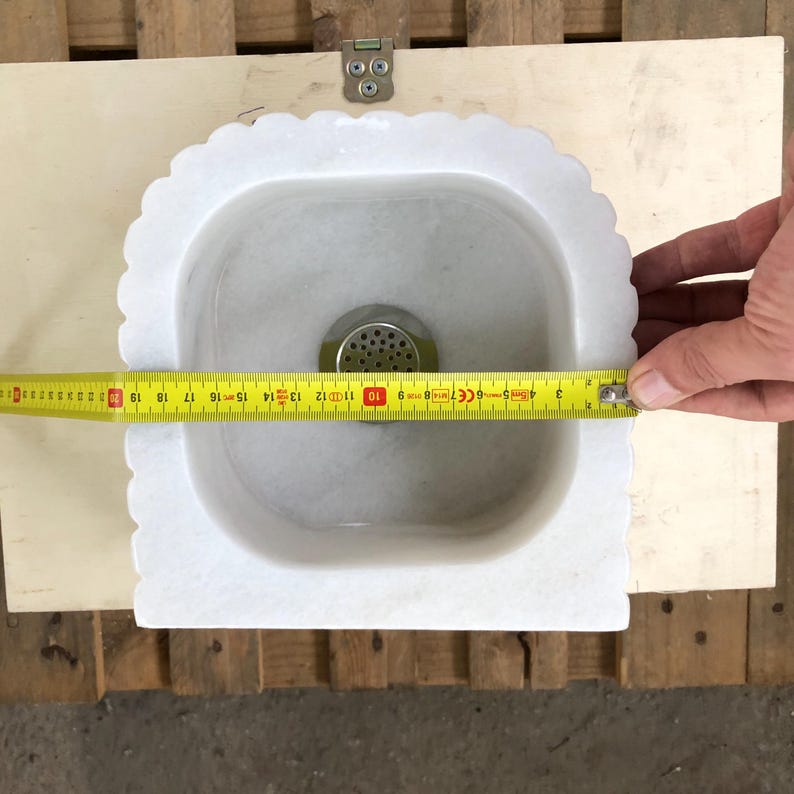 Small Bathroom Sink, Carrara White Marble Sink, Farmhouse Sink, Vanity Sink, Perfect for Small Spaces, Tiny Bathroom or Kitchen Vanity