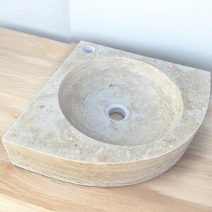 Travertine Corner Sink - Stone Marble Sink Bathroom Vanity, Travertine Corner Bathroom Sink - Bathroom Vanity