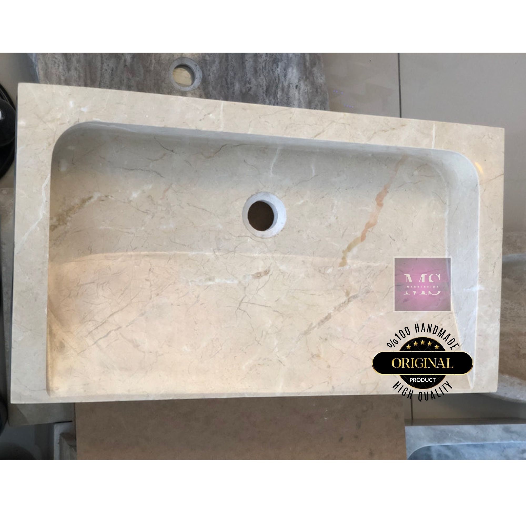Beige Marble Sink Bathroom Marble Sink Custom Order Marble Washbasin Marble Vessel Sink Wall ...