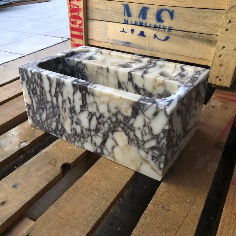 natural stone sink, rectangular sink, matte marble sink, farmhouse sink, calacatta viola sink, marble sink, stone sink, large sink, bathroom sink, large bathroom sink, small bathroom sink, white grey sink, white marble sink
