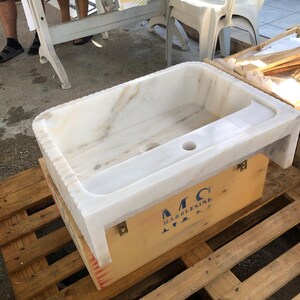 Elegant Bathroom Sink Wall Mount Marble Sink Marble Bathroom Sink Powder Room Sink Top Natural Stone Calacatta Marble Sink Custom Vanity