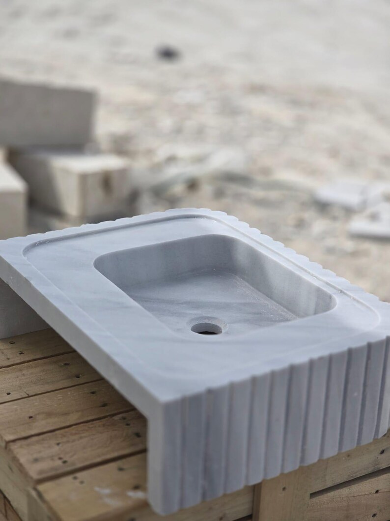 Multiple size options available for handcrafted white marble vessel sink select your dimensions from the dropdown menu