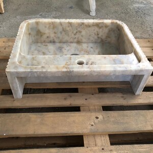 Calacatta Viola Marble Fluted Sink Wall Mount Marble Sink Marble Bathroom Sink Powder Room Sink Custom Vanity Top Natural Stone Marble Sink