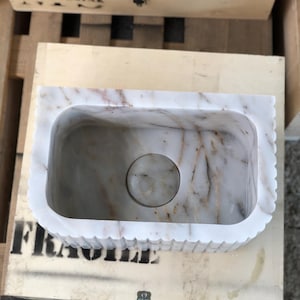 Elegant Bathroom Sink Wall Mount Marble Sink Marble Bathroom Sink Powder Room Sink Top Natural Stone Calacatta Marble Sink Custom Vanity