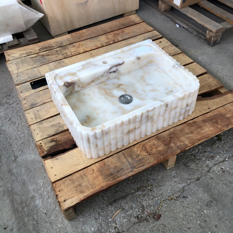 River Stone Vessel Sinks, Bathroom Art, Stone Sinks, Stone Sinks, Bathroom Sinks, Natural Sinks, Calacatta Sinks, Vanity Wash Basins Calacatta Marble Stone Sink Bathroom Vanity Modern Sink
