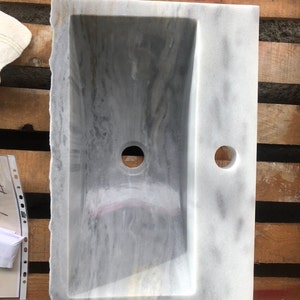 Gray Marble Sink Wall Mount Marble Sink Marble Bathroom Sink Powder Room Sink Custom Vanity Top Custom Marble Sink Bathroom Vanities