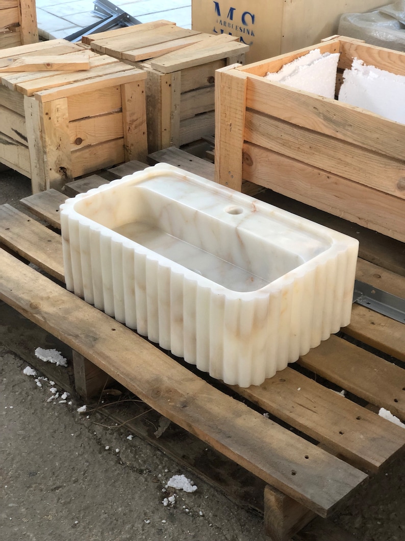 Elegant Bathroom Sink Wall Mount Marble Sink Marble Bathroom Sink Powder Room Sink Top Natural Stone Calacatta Marble Sink Custom Vanity