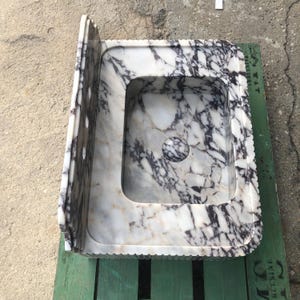 Calacatta Viola Marble Sink, Grooved Front, Hand Carved Sink, Marble Sink, Round Corner, Wall Sink, Special Order Sink, Sink Vanity
